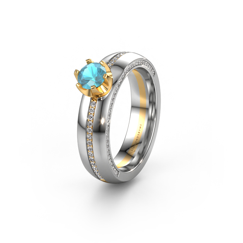 Image of Weddings ring WH0416L25E 585 gold ±0.20x0.1in Blue topaz