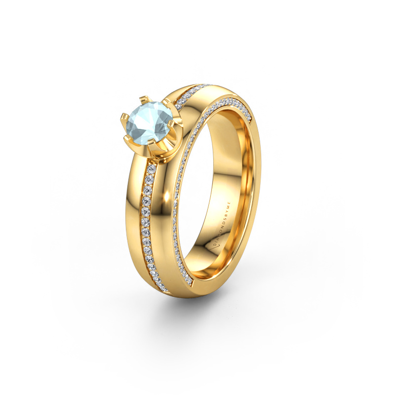 Bild av Vigselring WH0416L25E 585 gult guld ±5 x 2,6 mm Akvamarin