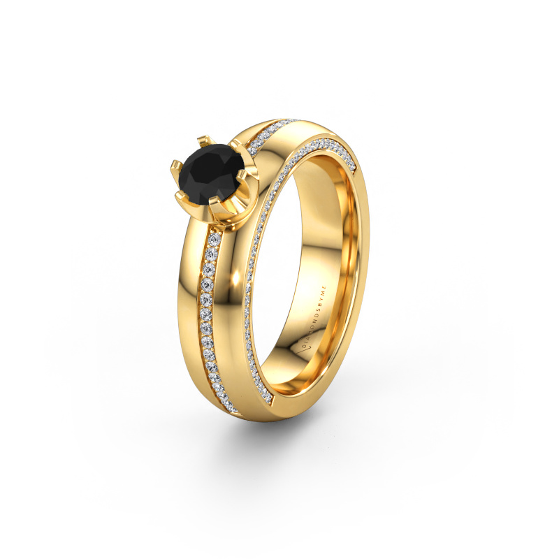 Immagine di Fede nuziale WH0416L25E 585 oro ±5 x 2,6 mm Diamante nero