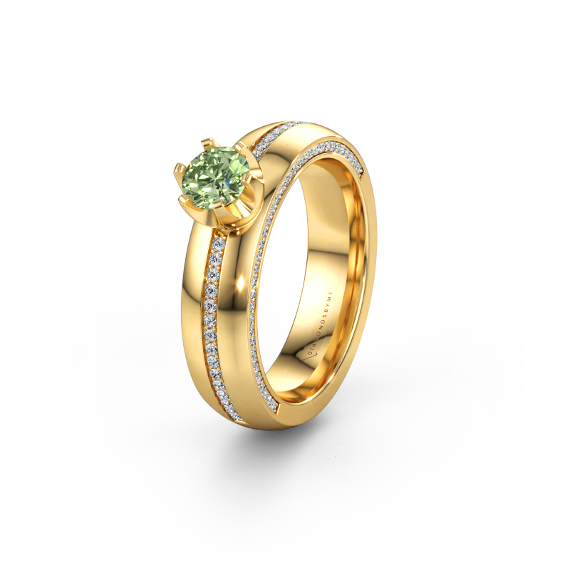 Bild av Vigselring WH0416L25E 585 gult guld ±5 x 2,6 mm Grön labbodlad diamant