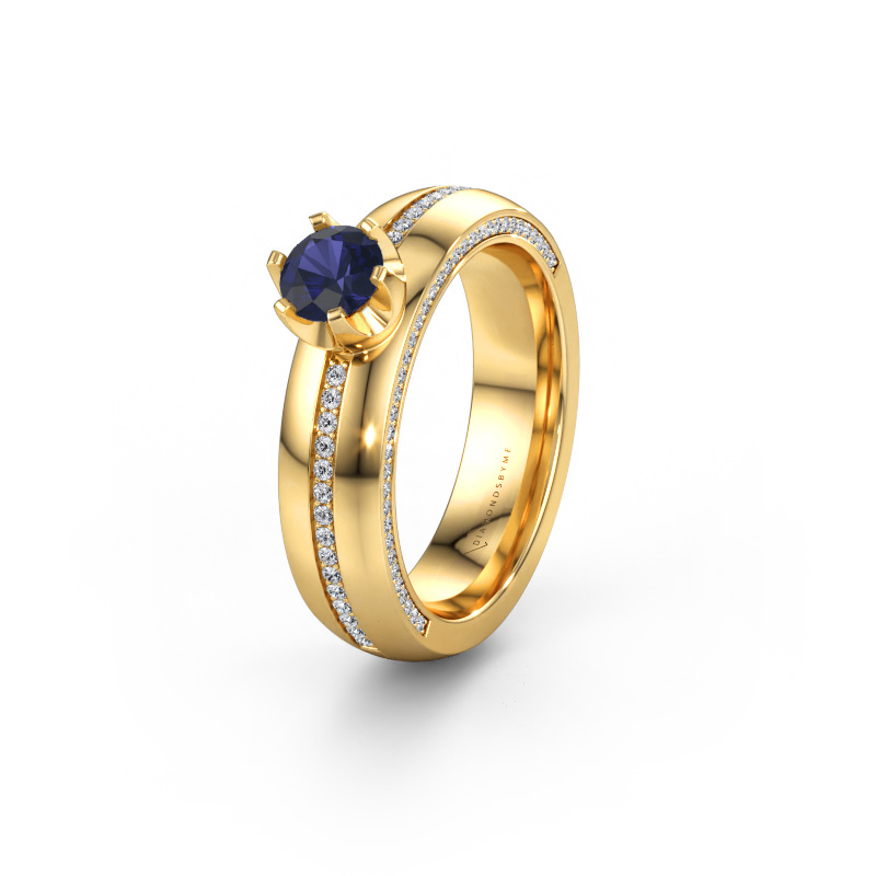 Immagine di Fede nuziale WH0416L25E 585 oro ±5 x 2,6 mm Zaffiro