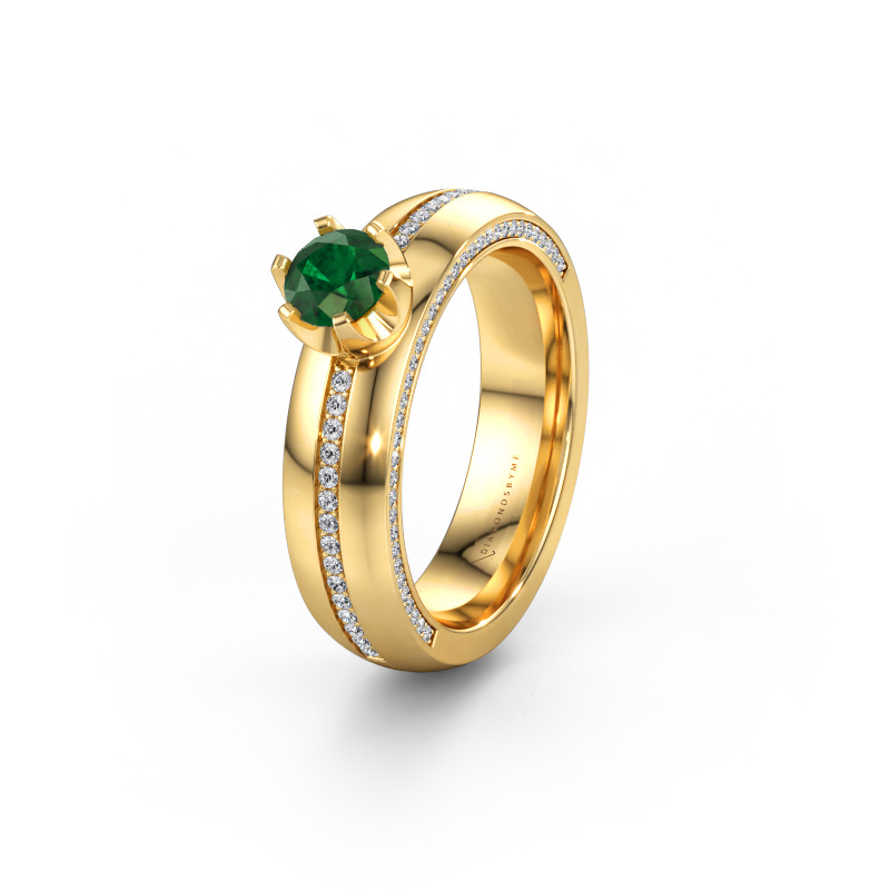 Immagine di Fede nuziale WH0416L25E 585 oro ±5 x 2,6 mm Smeraldo