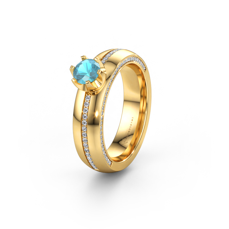 Immagine di Fede nuziale WH0416L25E 585 oro ±5 x 2,6 mm Topazio blu