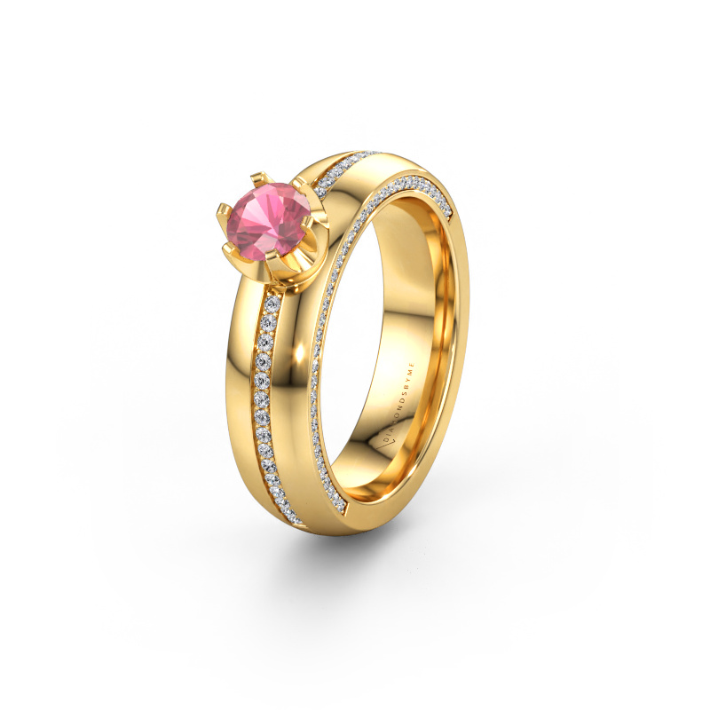 Immagine di Fede nuziale WH0416L25E 585 oro ±5 x 2,6 mm Tormalina rosa