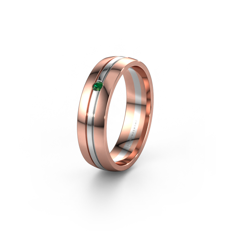 Image of Wedding ring WH0420L25X 585 rose gold ±0.20x0.06 in Emerald