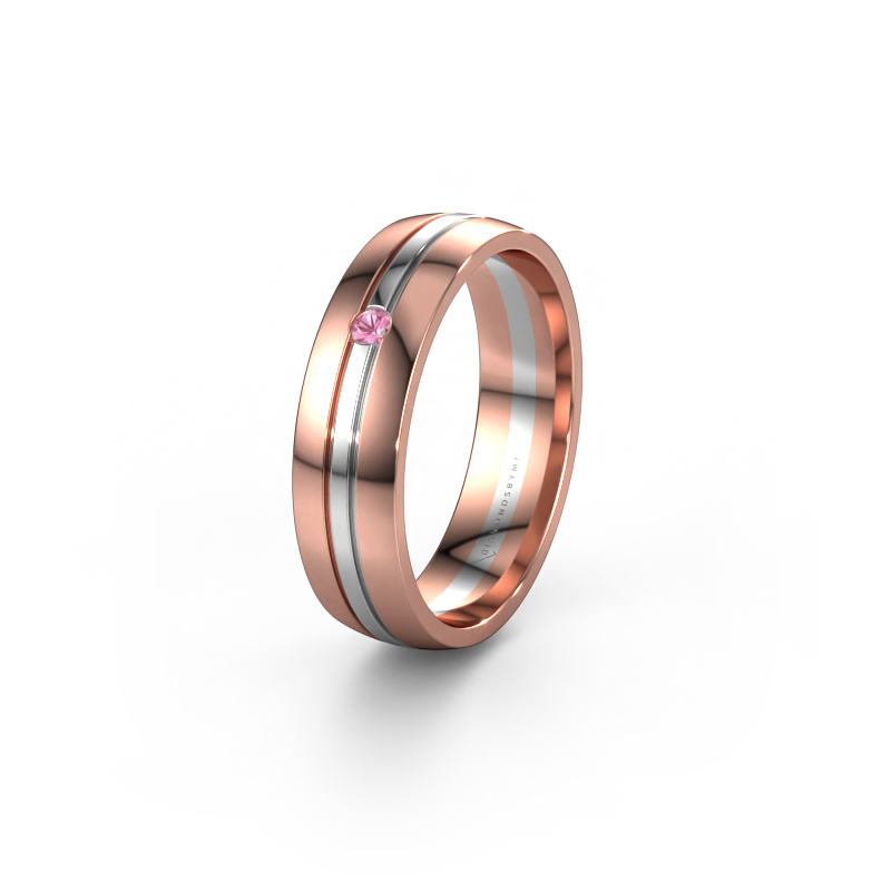 Image of Wedding ring WH0420L25X 585 rose gold ±0.20x0.06 in Pink sapphire