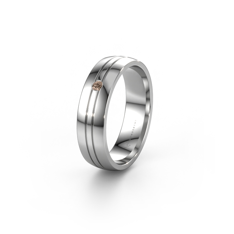 Image of Wedding ring WH0420L25X 950 platinum ±0.20x0.06 in Brown diamond