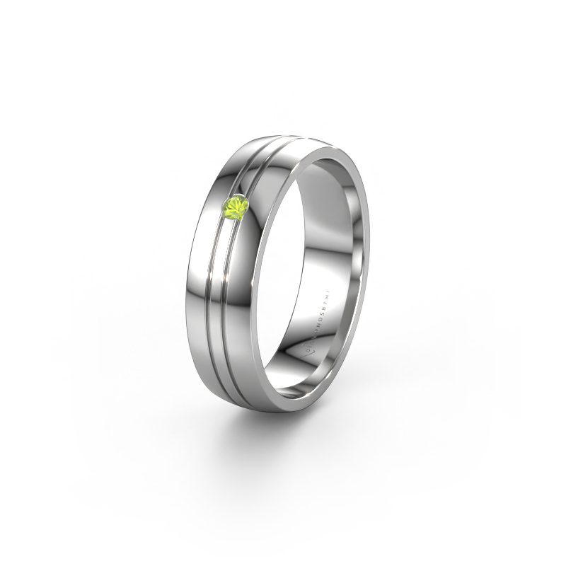 Image of Wedding ring WH0420L25X 585 white gold ±0.20x0.06 in Peridot