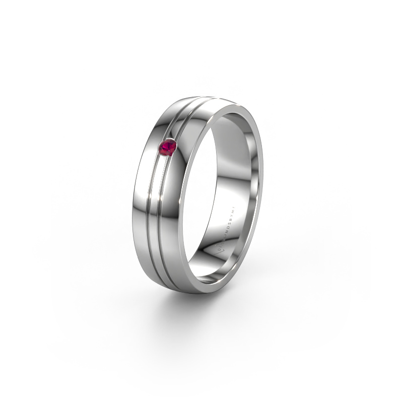 Image of Wedding ring WH0420L25X 950 platinum ±0.20x0.06 in Rhodolite