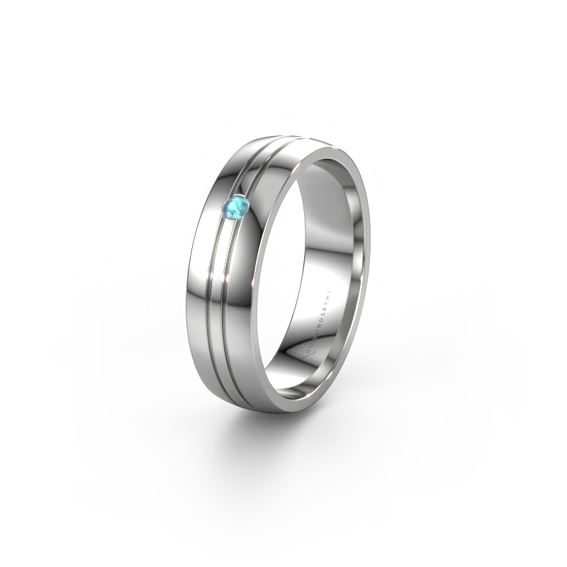 Image of Wedding ring WH0420L25X 950 platinum ±0.20x0.06 in Blue topaz