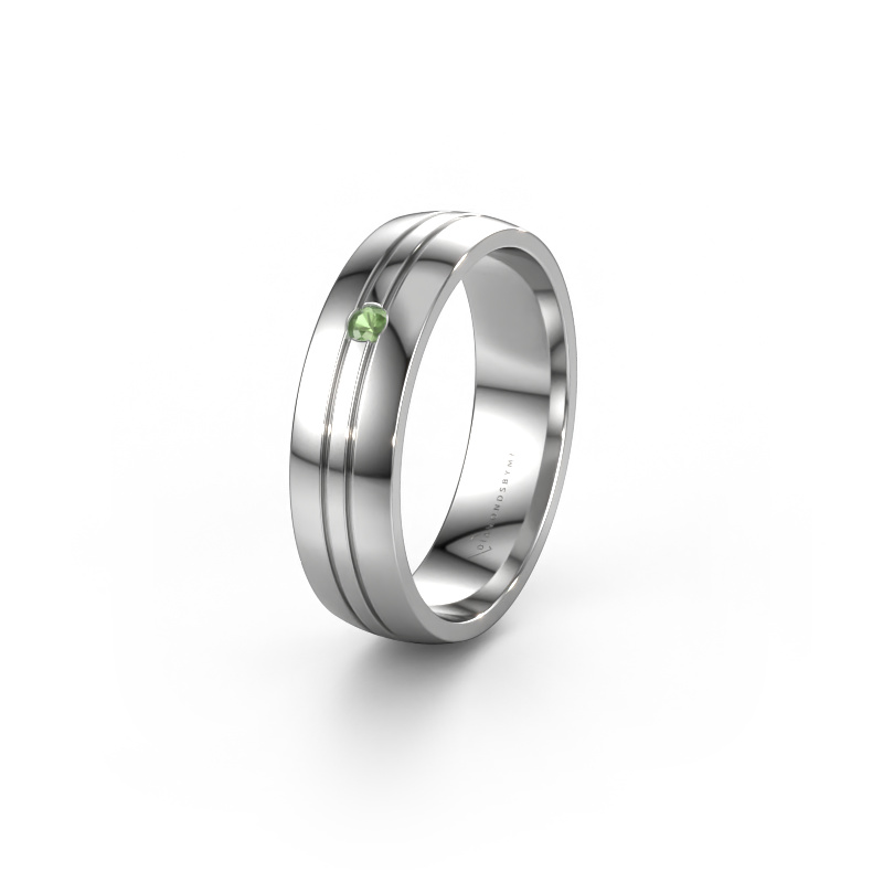 Image of Wedding ring WH0420L25X 950 platinum ±0.20x0.06 in Tourmaline green