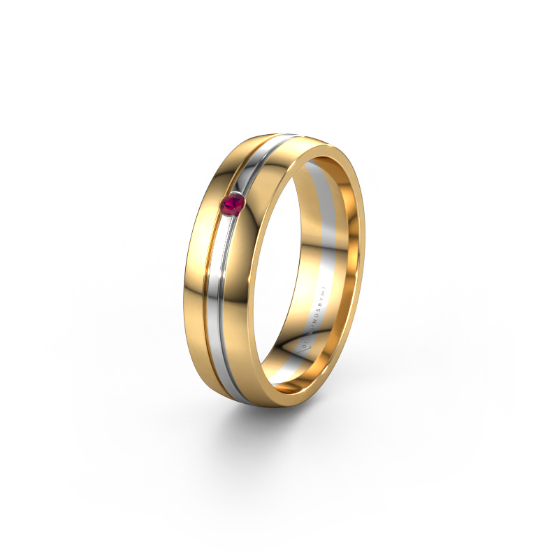 Image of Wedding ring WH0420L25X 585 gold ±5x1.5 mm Rhodolite