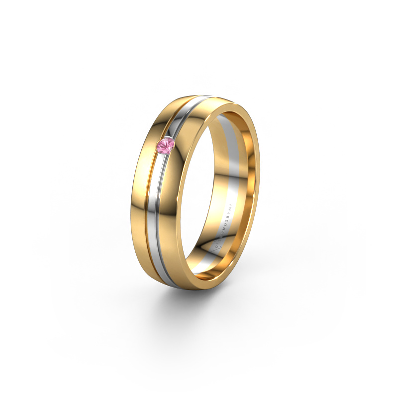 Image of Wedding ring WH0420L25X 585 gold ±0.20x0.06 in Pink sapphire