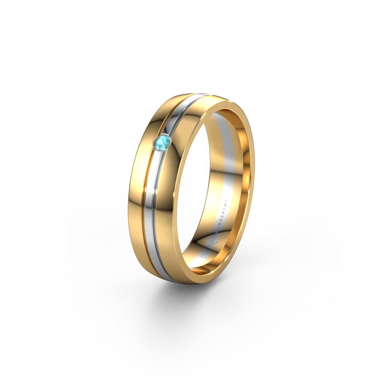 Image of Wedding ring WH0420L25X 585 gold ±5x1.5 mm Blue topaz