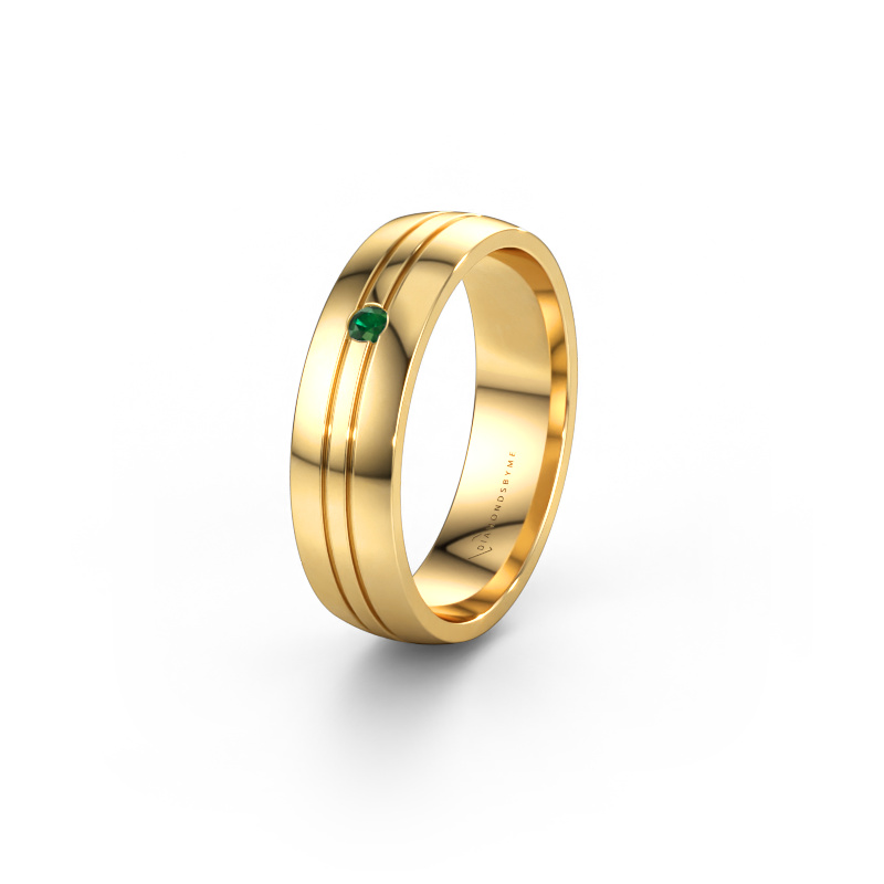Immagine di Fede nuziale WH0420L25X 585 oro ±5 x 1,5 mm Smeraldo