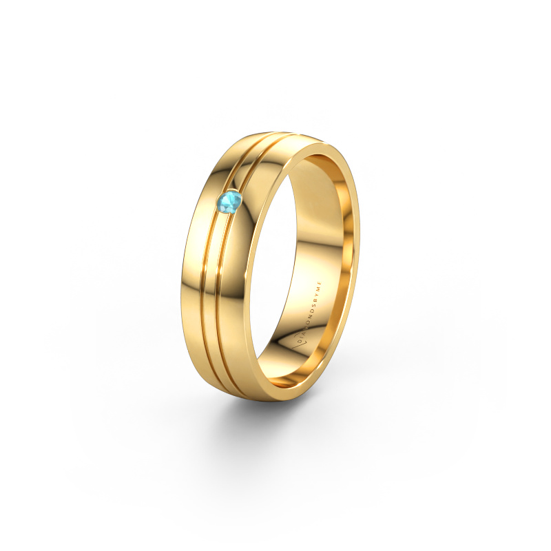 Bild av Vigselring WH0420L25X 585 gult guld ±5 x 1,5 mm Blå topas