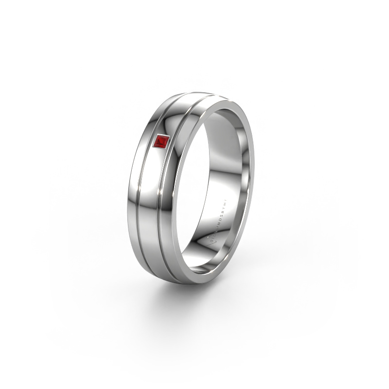 Image of Wedding ring WH0422L25X 950 platinum ±0.20x0.06 in Ruby