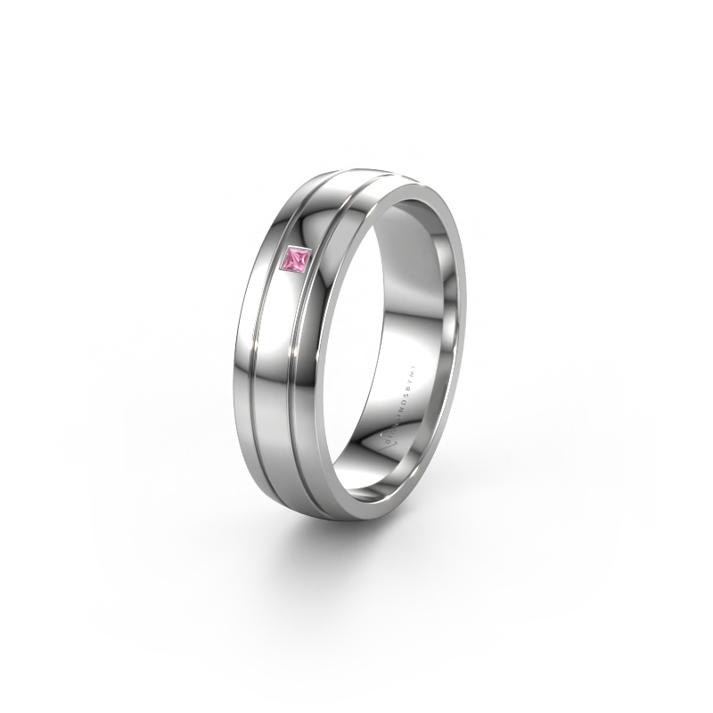 Image of Wedding ring WH0422L25X 585 white gold ±0.20x0.06 in Pink sapphire
