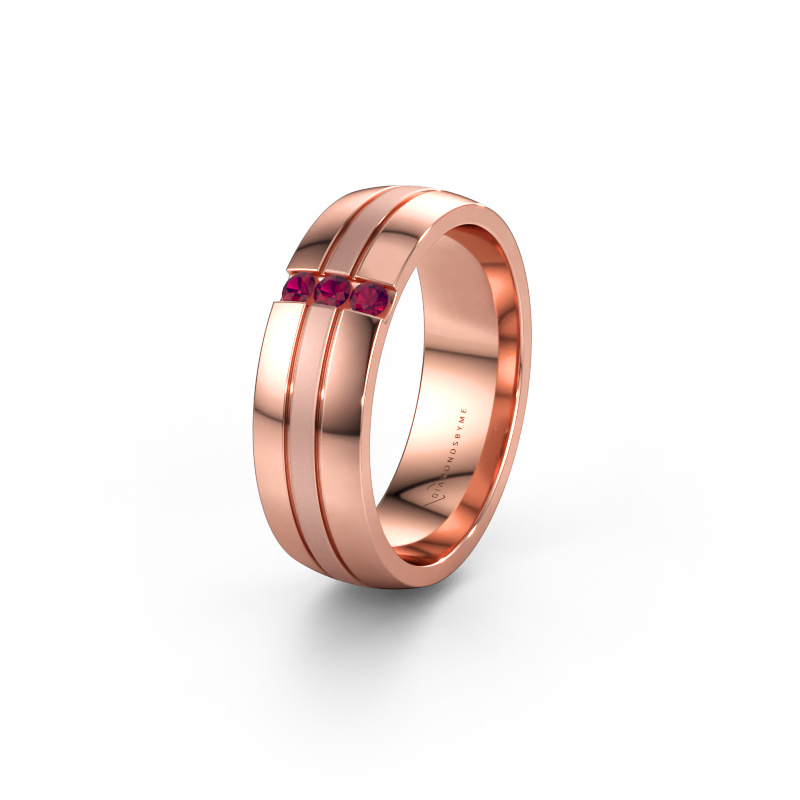 Immagine di Fede nuziale WH0426L26A 585 oro rosa ±6 x 1,7 mm Rodolite