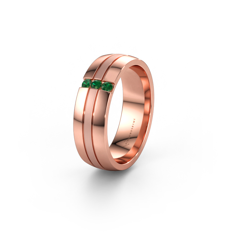 Bild av Vigselring WH0426L26A 585 roséguld ±6 x 1,7 mm Smaragd