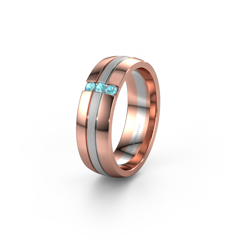 Image of Wedding ring WH0426L26A 585 rose gold ±0.24x0.07 in Blue topaz