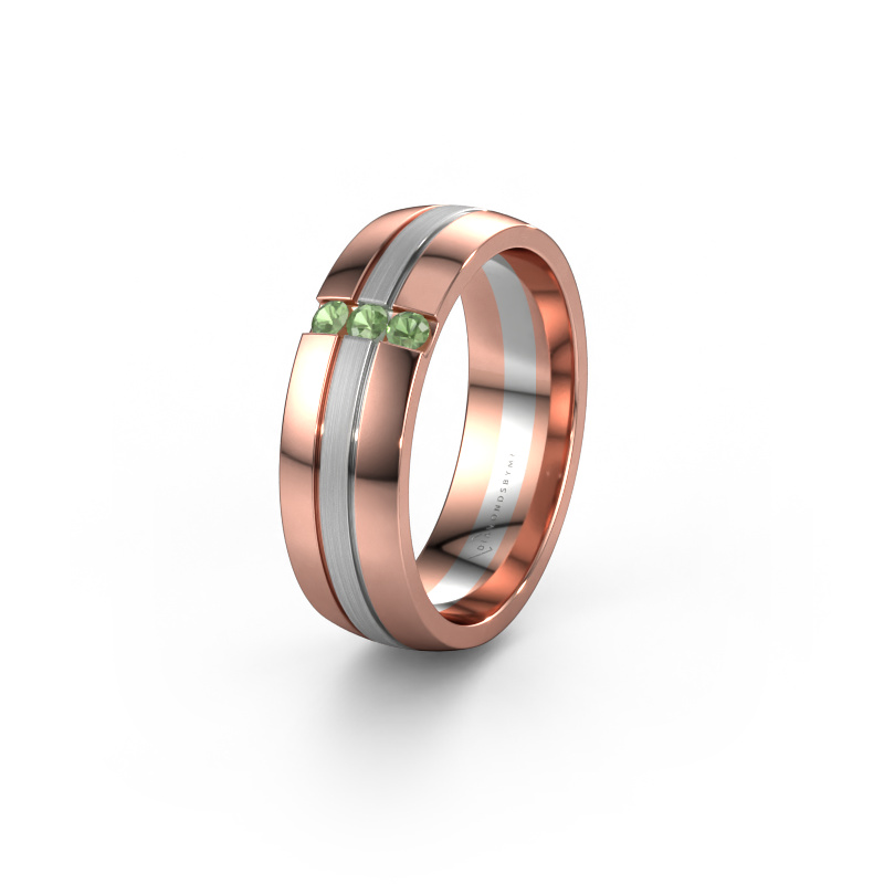 Image of Wedding ring WH0426L26A 585 rose gold ±0.24x0.07 in Tourmaline green