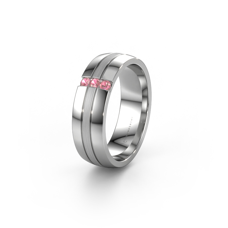 Image of Wedding ring WH0426L26A 950 platinum ±0.24x0.07 in Tourmaline pink