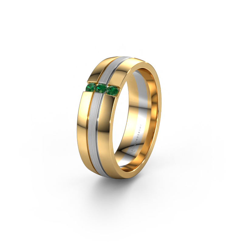 Image of Wedding ring WH0426L26A 585 gold ±0.24x0.07 in Emerald