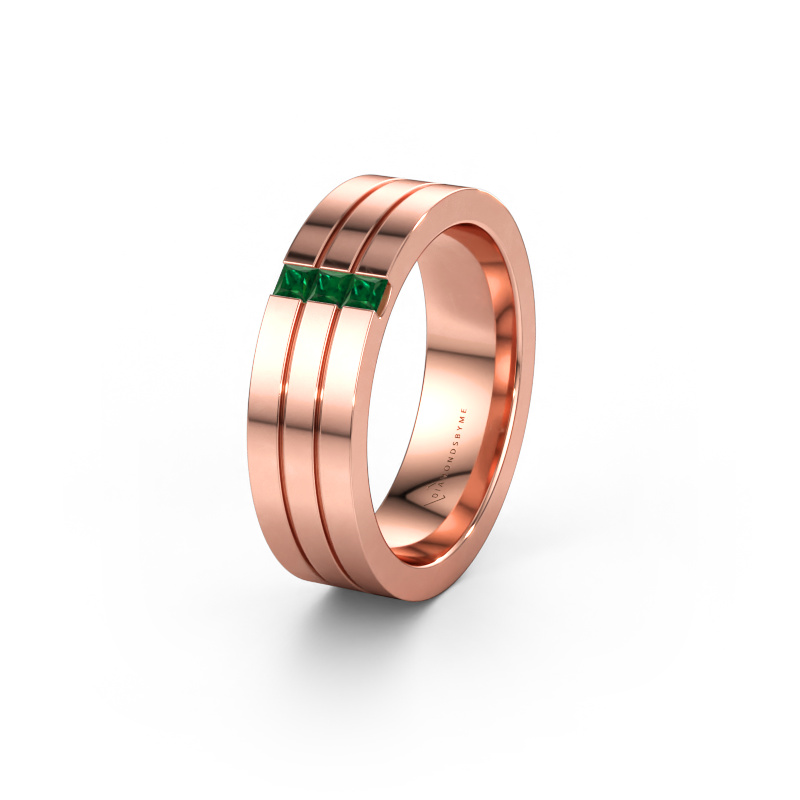 Immagine di Fede nuziale WH0428L16BP 585 oro rosa ±6 x 2 mm Smeraldo