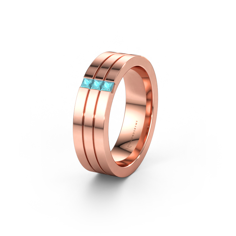 Bild av Vigselring WH0428L16BP 585 roséguld ±6 x 2 mm Blå topas