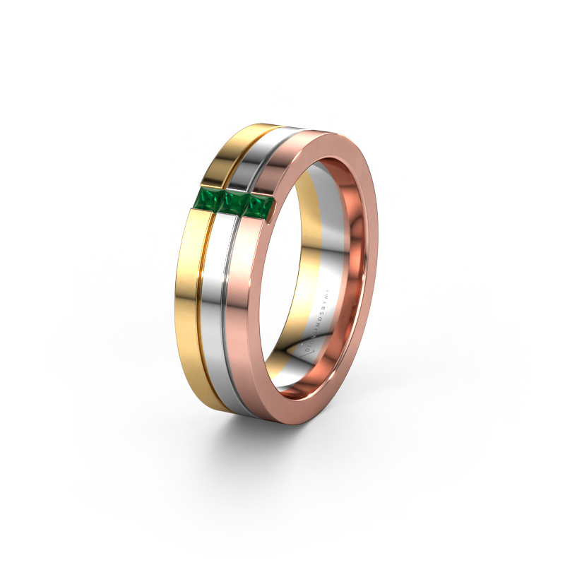 Image of Wedding ring WH0428L16BP 585 rose gold ±6x2 mm Emerald