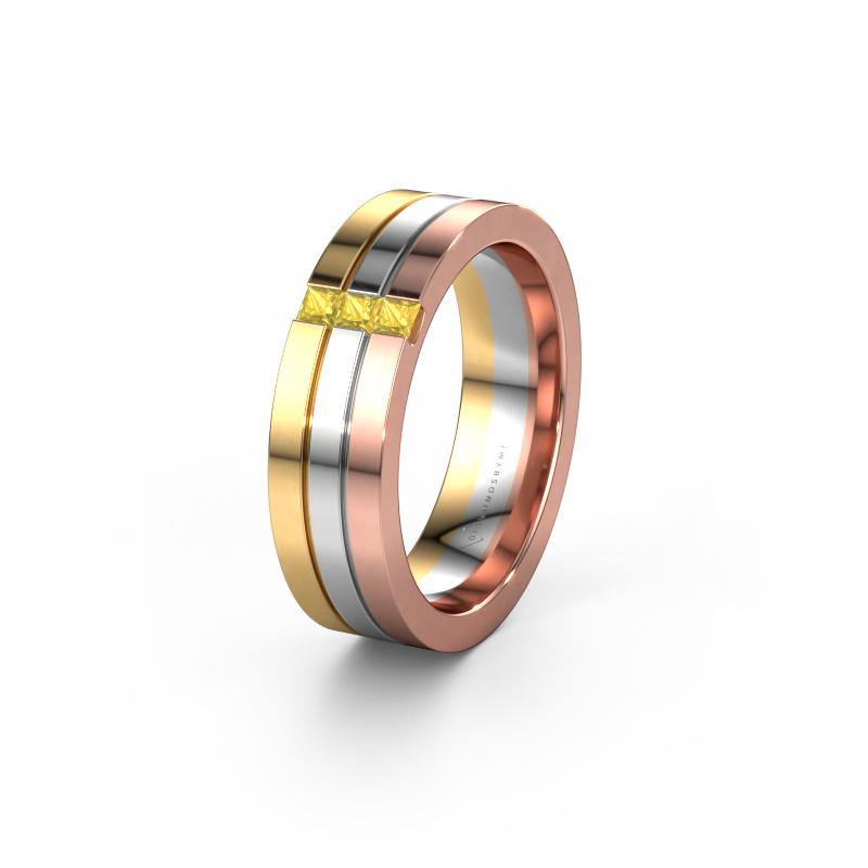 Image of Wedding ring WH0428L16BP 585 rose gold ±0.24x0.08 in Yellow sapphire