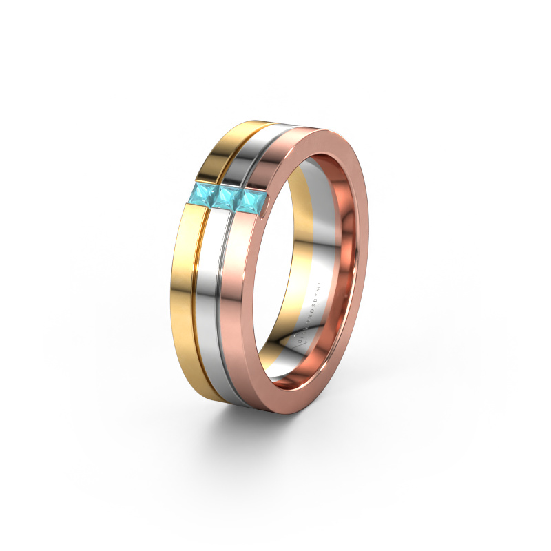 Image of Wedding ring WH0428L16BP 585 rose gold ±0.24x0.08 in Blue topaz