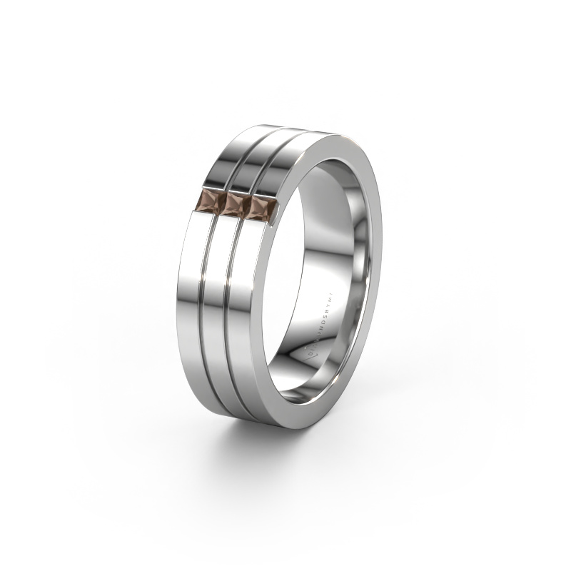 Image of Wedding ring WH0428L16BP 950 platinum ±6x2 mm Smokey quartz