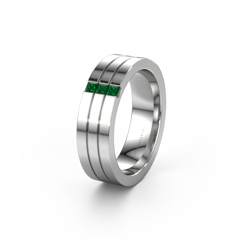 Image of Wedding ring WH0428L16BP 950 platinum ±0.24x0.08 in Emerald