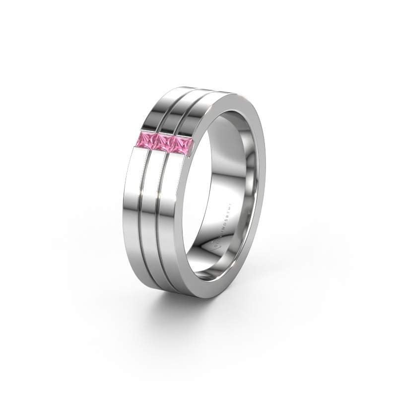 Image of Wedding ring WH0428L16BP 950 platinum ±0.24x0.08 in Pink sapphire