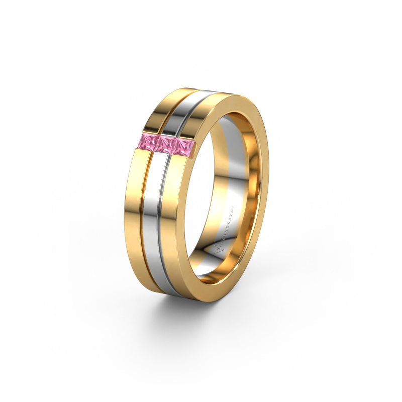 Image of Wedding ring WH0428L16BP 585 gold ±0.24x0.08 in Pink sapphire