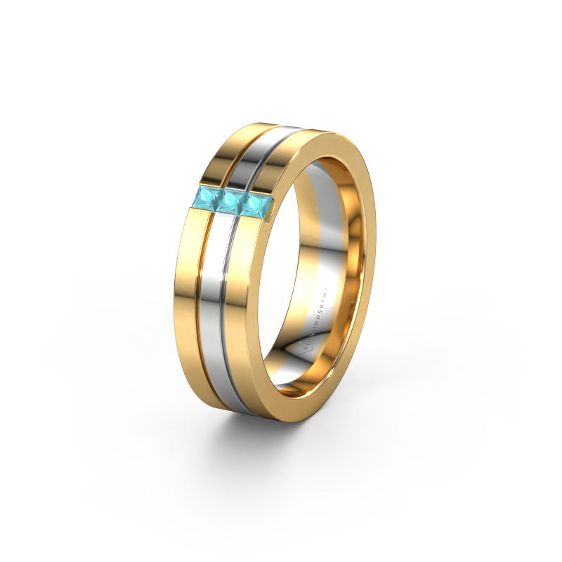 Image of Wedding ring WH0428L16BP 585 gold ±0.24x0.08 in Blue topaz