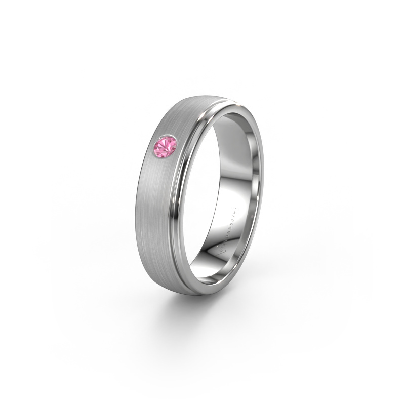 Image of Wedding ring WH0501L25AMP 950 platinum ±5x1.7 mm Pink sapphire