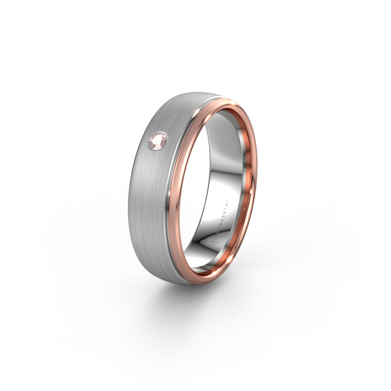 Image of Wedding ring WH0501L36AM 585 white gold ±0.24x0.07 in Morganite champagne