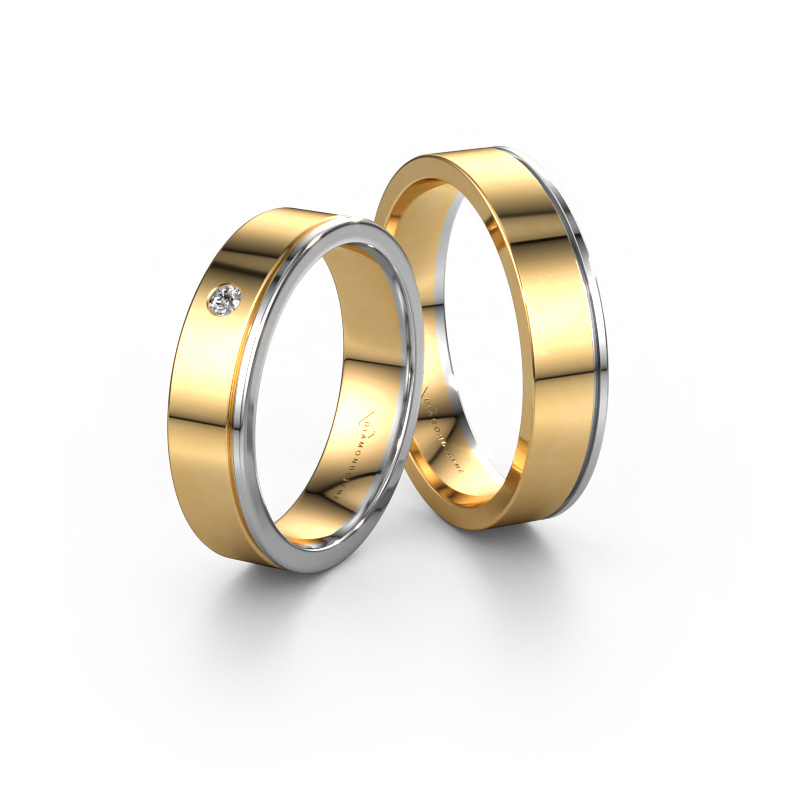 Image of Wedding rings set WH0501LM15AP ±5x1.7 mm 14 Carat gold Diamond 0.03 crt