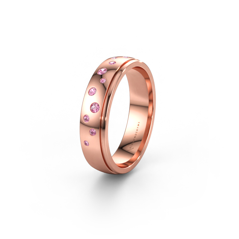 Bild av Vigselring WH0517L25AP 585 roséguld ±5 x 1,7 mm Rosa safir