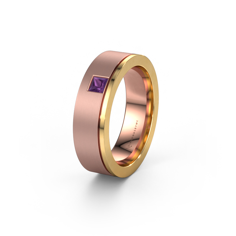 Image of Wedding ring WH0550L16CMP 585 rose gold ±0.24x0.09in Amethyst