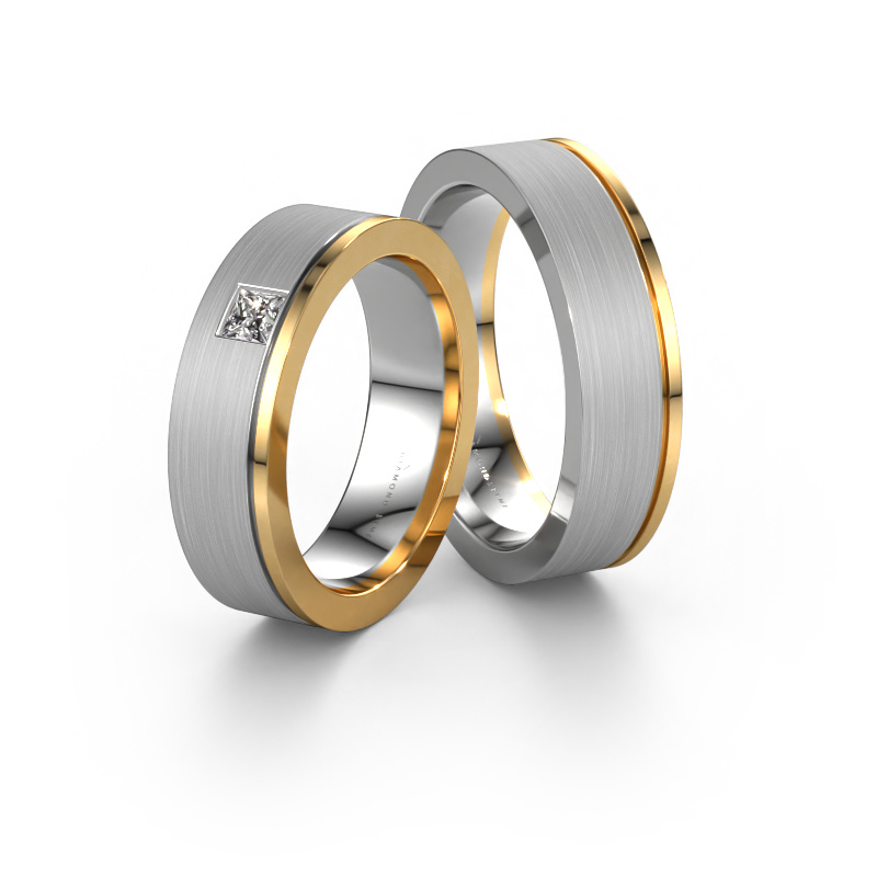 Bild von Eheringe set WH0550LM16CMP ±6x2.2 mm 14 Karat Weißgold Diamant 0.17 crt