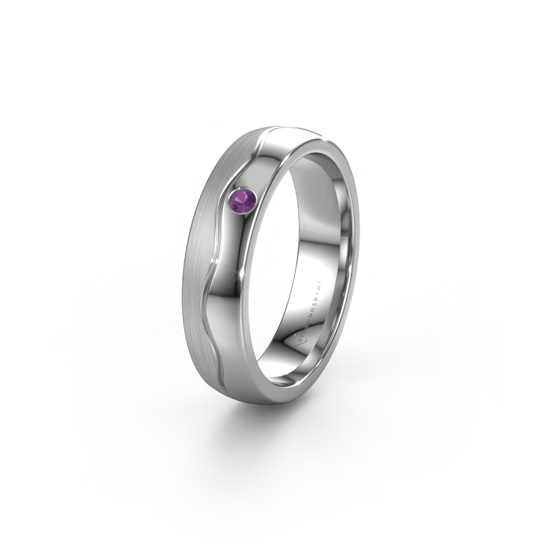 Image of Wedding ring WH0701L25APM 585 white gold ±0.20x0.07 in Amethyst