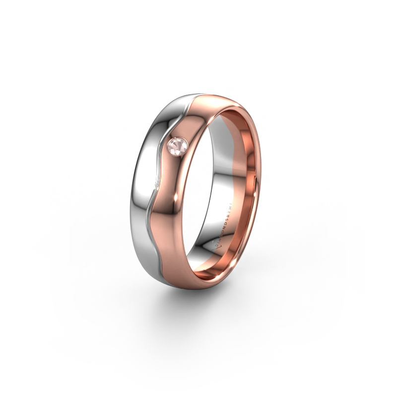 Image of Wedding ring WH0701L36AP 585 white gold ±6x1.7 mm Morganite champagne