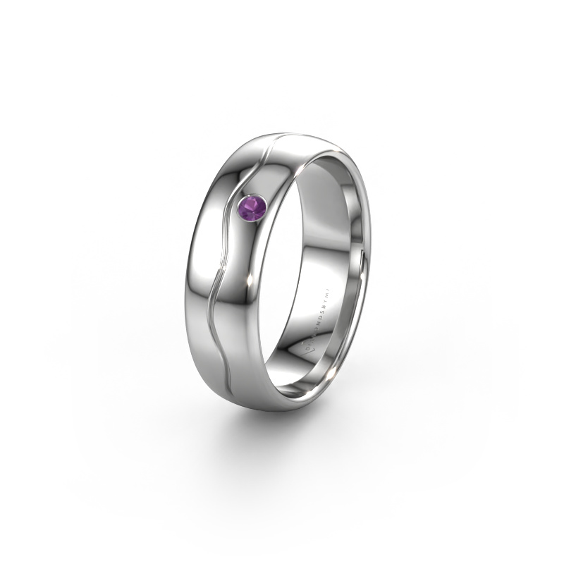 Image of Wedding ring WH0701L36AP 950 platinum ±0.24x0.07 in Amethyst
