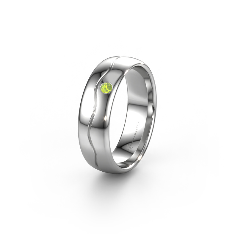 Image of Wedding ring WH0701L36AP 950 platinum ±0.24x0.07 in Peridot