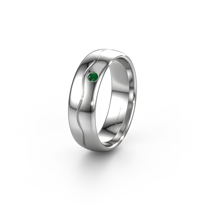 Image of Wedding ring WH0701L36AP 950 platinum ±0.24x0.07 in Emerald