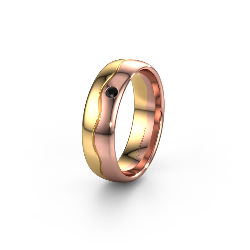Image of Wedding ring WH0701L36AP 585 gold ±0.24x0.07 in Black diamond